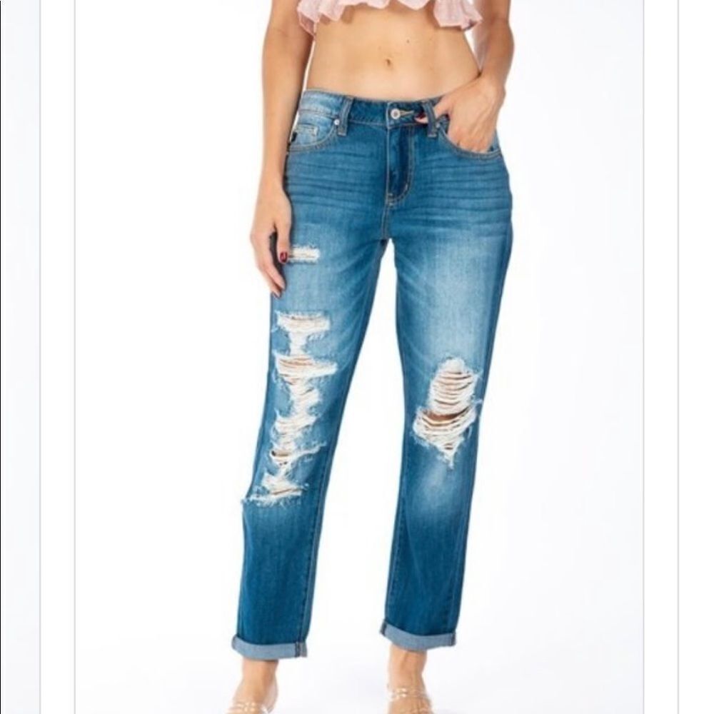 KanCan Distressed Relaxed Boyfriend Jeans sz 26 NWT